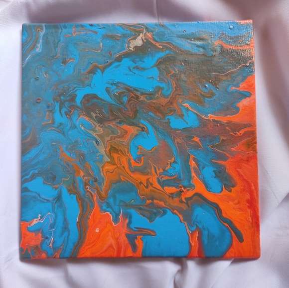 SaMae Other - Marble art canvas painting - Orange, blue